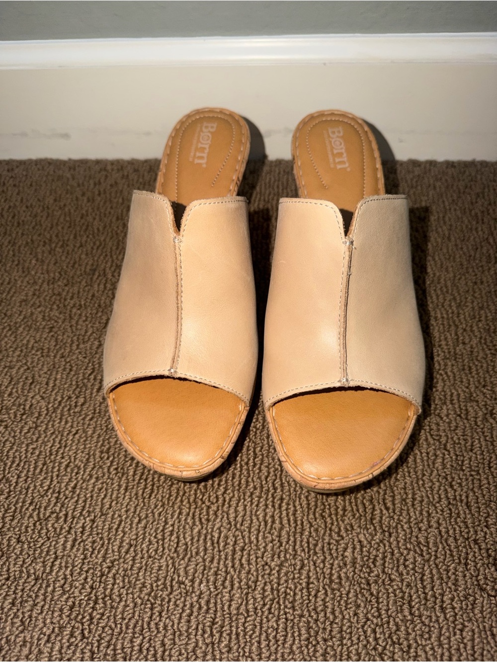 Born, Arie Natural Full Grain Leather Platform Wedge Sandals - Picture 9 of 9